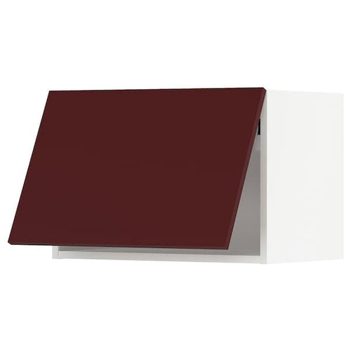 METOD - Wall cabinet horizontal, white Kallarp/high-gloss dark red-brown, 60x40 cm