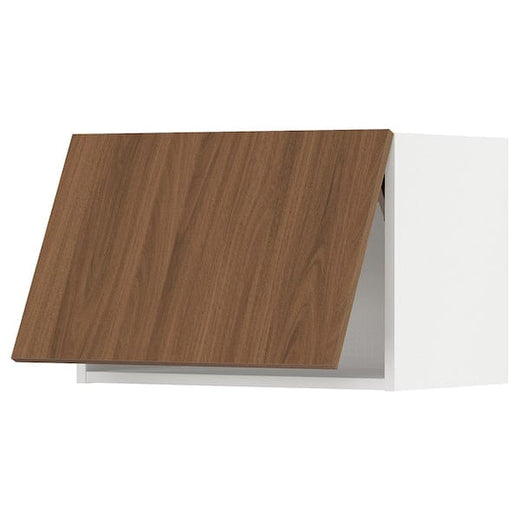 METOD wall cabinet horizontal, white/Tistorp brown walnut effect, 60x40 cm