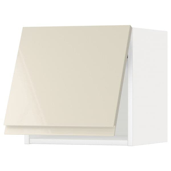 METOD wall cabinet horizontal, white/Voxtorp high-gloss light beige, 40x40 cm