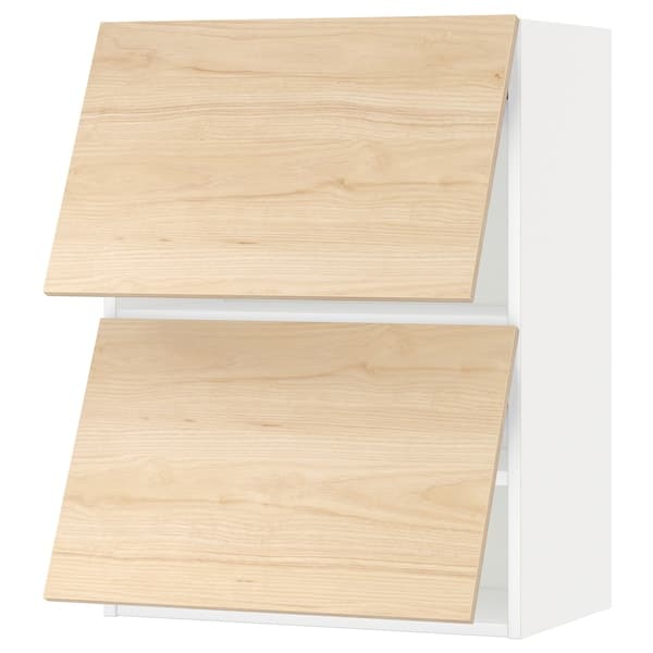 METOD - Wall cabinet horizontal w 2 doors, white/Askersund light ash effect, 60x80 cm - best price from Maltashopper.com 99391943