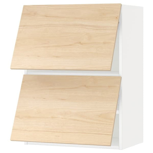METOD - Wall cabinet horizontal w 2 doors, white/Askersund light ash effect, 60x80 cm