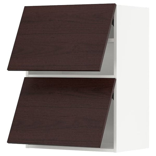 METOD - Wall cabinet horizontal w 2 doors, white Askersund/dark brown ash effect , 60x80 cm