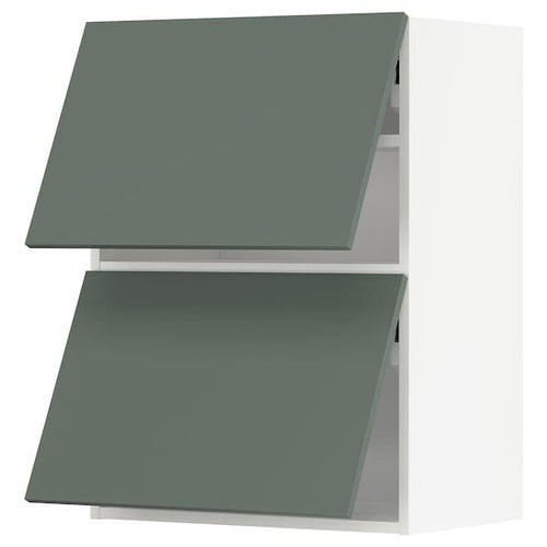 METOD - Wall cabinet horizontal w 2 doors, white/Bodarp grey-green, 60x80 cm