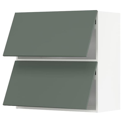 METOD - Wall cabinet horizontal w 2 doors, white/Bodarp grey-green, 80x80 cm