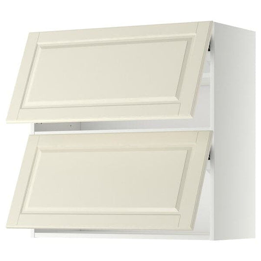 Ikea METOD - Wall cabinet horizontal w 2 doors, white/Bodbyn off-white , 80x80 cm