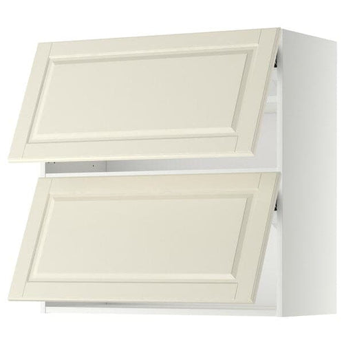 METOD - Wall cabinet horizontal w 2 doors, white/Bodbyn off-white , 80x80 cm