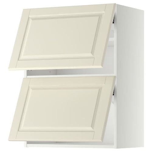 METOD - Wall cabinet horizontal w 2 doors, white/Bodbyn off-white, 60x80 cm