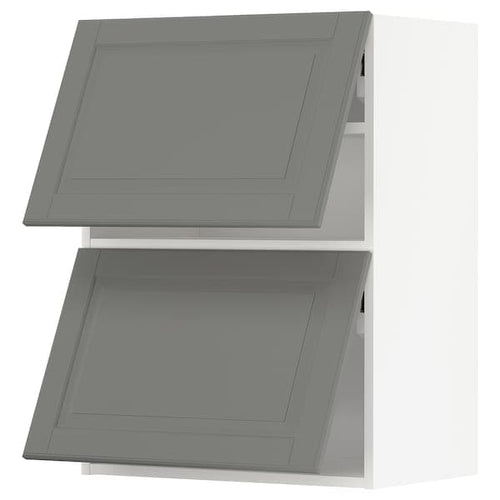 METOD - Wall cabinet horizontal w 2 doors, white/Bodbyn grey , 60x80 cm