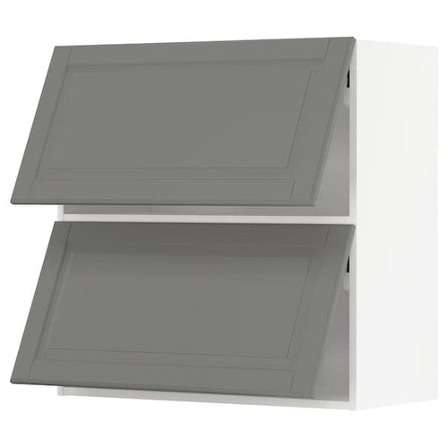 METOD - Wall cabinet horizontal w 2 doors, white/Bodbyn grey , 80x80 cm