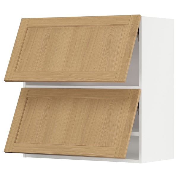 Ikea METOD - Wall cabinet horizontal w 2 doors, white/Forsbacka oak, 80x80 cm
