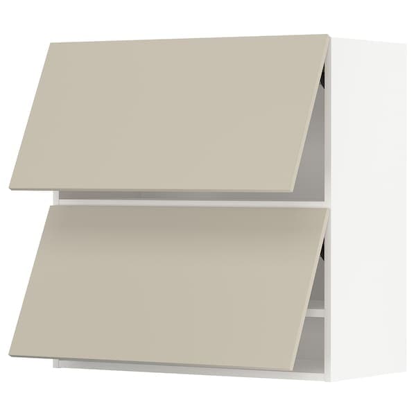 Ikea METOD - Wall cabinet horizontal w 2 doors, white/Havstorp beige , 80x80 cm