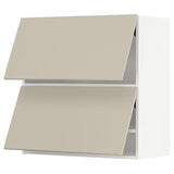 METOD wall cabinet horizontal w 2 doors, white/Havstorp beige, 80x80 cm