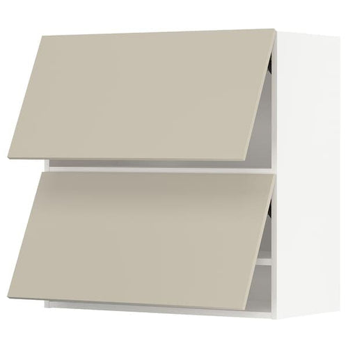METOD - Wall cabinet horizontal w 2 doors, white/Havstorp beige , 80x80 cm