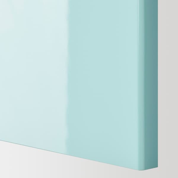 METOD - Wall cabinet horizontal w 2 doors, white Järsta/high-gloss light turquoise