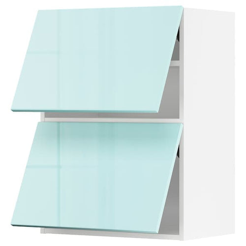 METOD - Wall cabinet horizontal w 2 doors, white Järsta/high-gloss light turquoise, 60x80 cm
