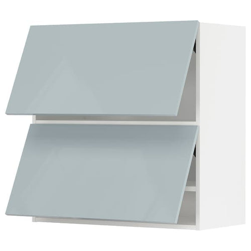 METOD - Wall cabinet horizontal w 2 doors, white/Kallarp light grey-blue, 80x80 cm
