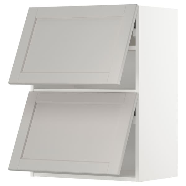 METOD - Wall cabinet horizontal w 2 doors, white/Lerhyttan light grey, 60x80 cm