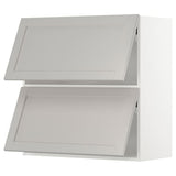 METOD wall cabinet horizontal w 2 doors, white/Lerhyttan light grey, 80x80 cm