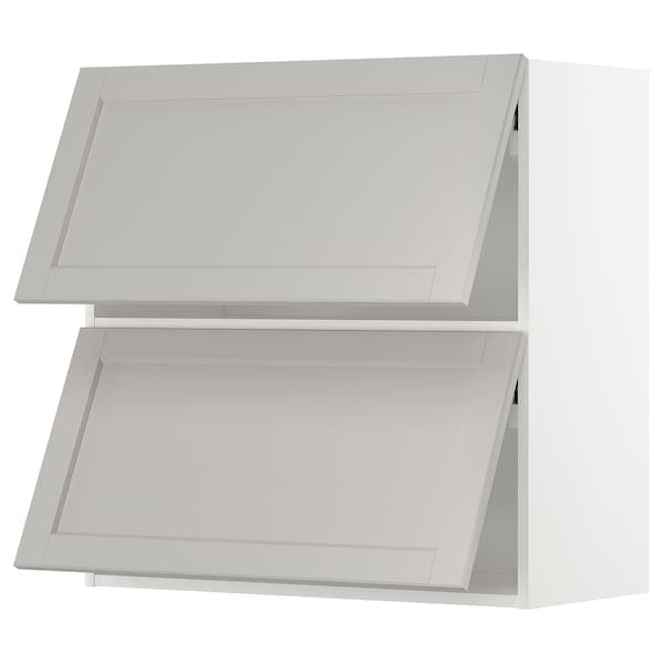 METOD - Wall cabinet horizontal w 2 doors, white/Lerhyttan light grey , 80x80 cm - best price from Maltashopper.com 29392031