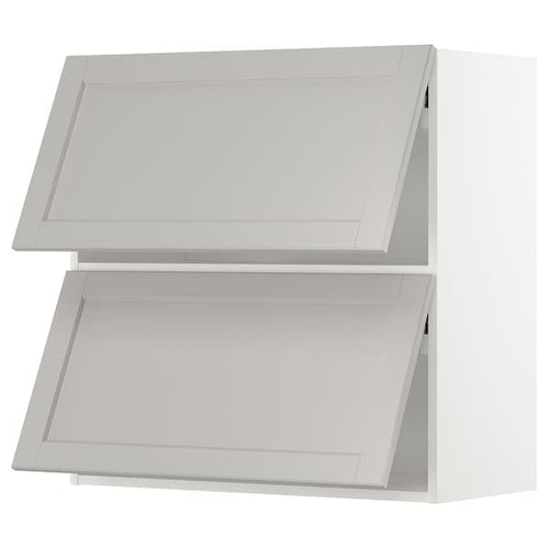 METOD - Wall cabinet horizontal w 2 doors, white/Lerhyttan light grey , 80x80 cm