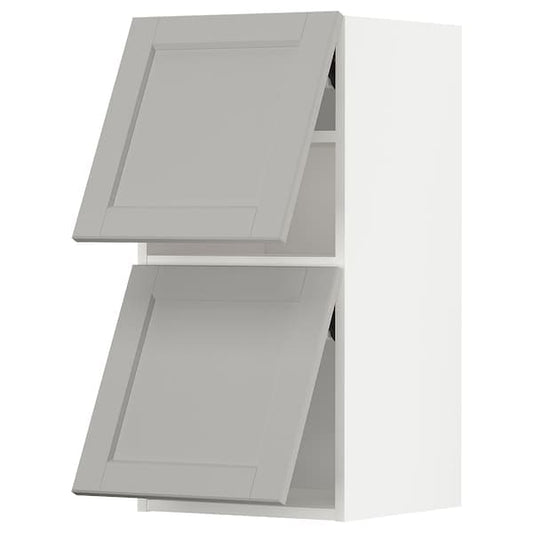 METOD - Wall cabinet horizontal w 2 doors, white/Lerhyttan light grey , 40x80 cm - best price from Maltashopper.com 29393040