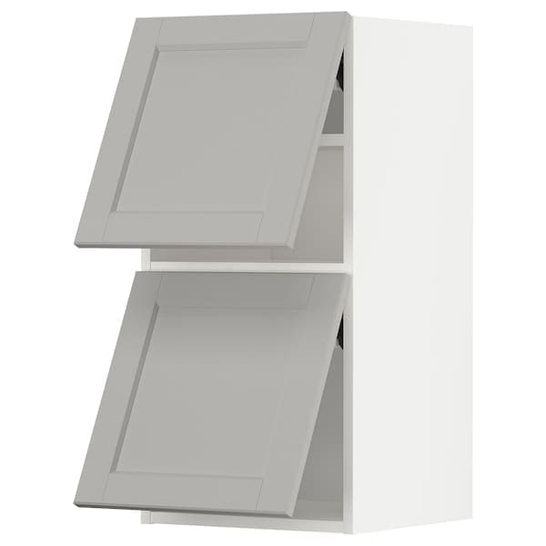 METOD - Wall cabinet horizontal w 2 doors, white/Lerhyttan light grey , 40x80 cm