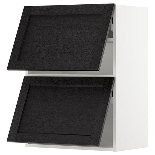 Ikea METOD - Wall cabinet horizontal w 2 doors, white/Lerhyttan black stained , 60x80 cm
