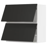 METOD wall cabinet horizontal w 2 doors, white/Nickebo matt anthracite, 80x80 cm