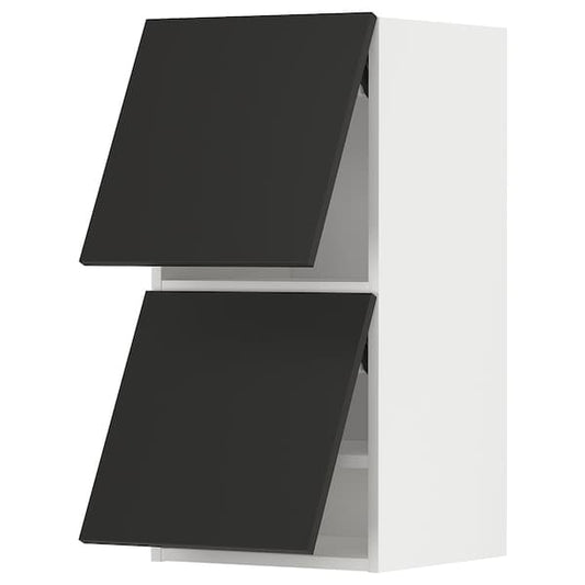 Ikea METOD - Wall cabinet horizontal w 2 doors, white/Nickebo matt anthracite, 40x80 cm