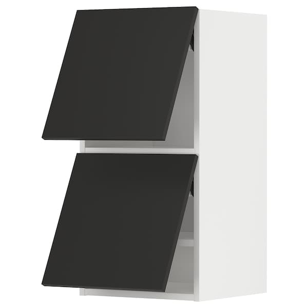 METOD - METOD Wall cabinet horizontal w 2 doors, white/Nickebo matt anthracite, 40x80 cm