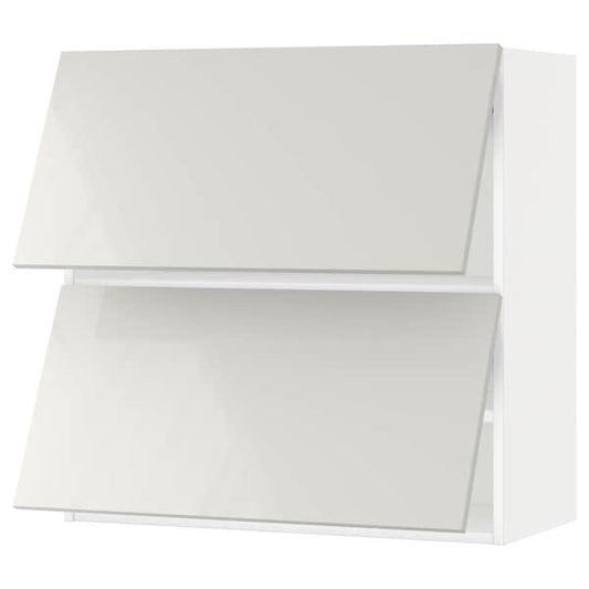 Ikea METOD - Wall cabinet horizontal w 2 doors, white/Ringhult light grey, 80x80 cm