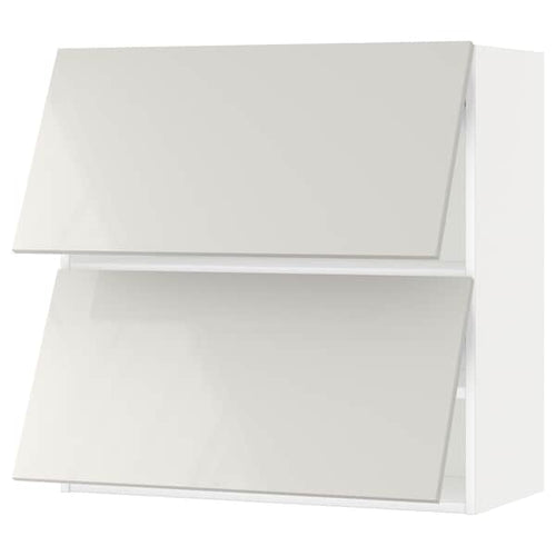 METOD - Wall cabinet horizontal w 2 doors, white/Ringhult light grey, 80x80 cm