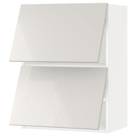 Ikea METOD - Wall cabinet horizontal w 2 doors, white/Ringhult light grey, 60x80 cm
