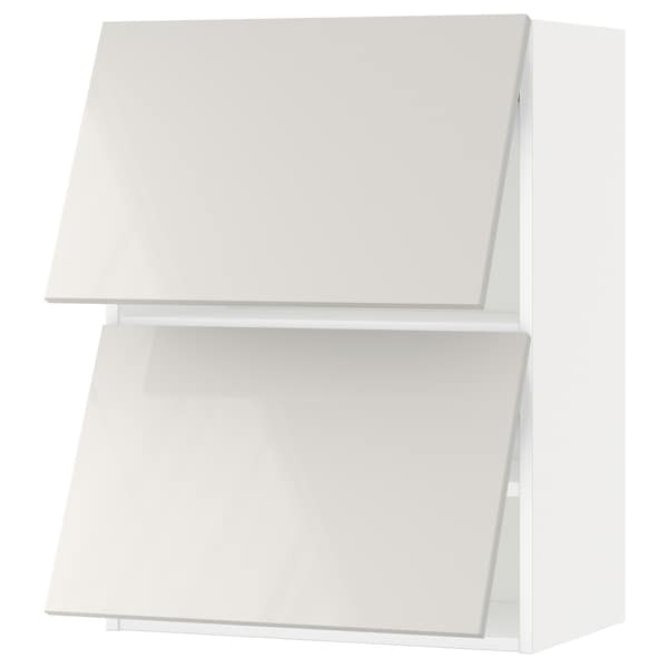 Ikea METOD - Wall cabinet horizontal w 2 doors, white/Ringhult light grey, 60x80 cm