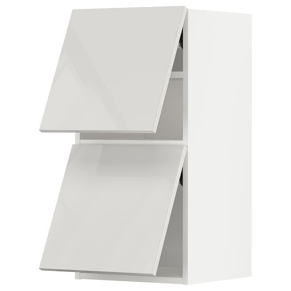 Ikea METOD - Wall cabinet horizontal w 2 doors, white/Ringhult light grey, 40x80 cm