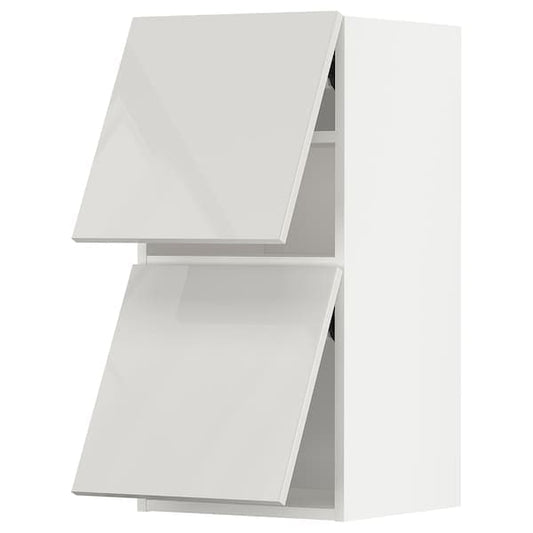 Ikea METOD - Wall cabinet horizontal w 2 doors, white/Ringhult light grey, 40x80 cm