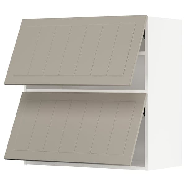 Ikea METOD - Wall cabinet horizontal w 2 doors, white/Stensund beige, 80x80 cm