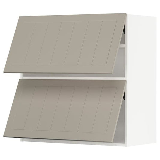 Ikea METOD - Wall cabinet horizontal w 2 doors, white/Stensund beige, 80x80 cm