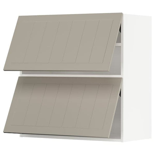 METOD - Wall cabinet horizontal w 2 doors, white/Stensund beige, 80x80 cm