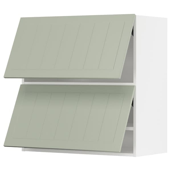 METOD - Wall cabinet horizontal w 2 doors, white/Stensund light green, 80x80 cm - best price from Maltashopper.com 99487257