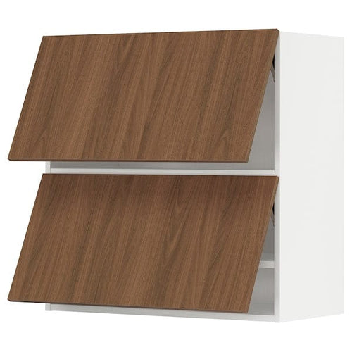 METOD wall cabinet horizontal w 2 doors, white/Tistorp brown walnut effect, 80x80 cm