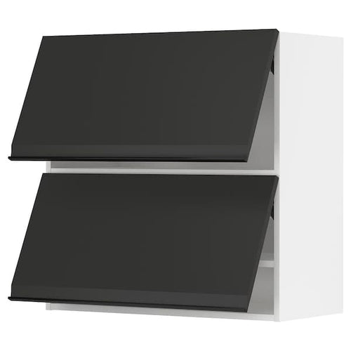 METOD - Wall cabinet horizontal w 2 doors, white/Upplöv matt anthracite , 80x80 cm