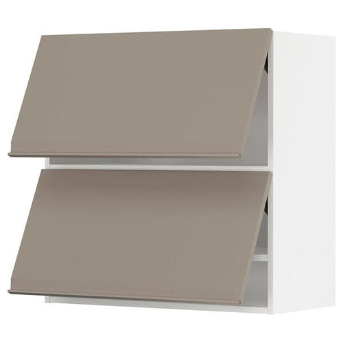 METOD - Wall cabinet horizontal w 2 doors, white/Upplöv matt dark beige, 80x80 cm