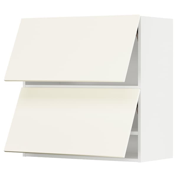 Ikea METOD - Wall cabinet horizontal w 2 doors, white/Vallstena white, 80x80 cm