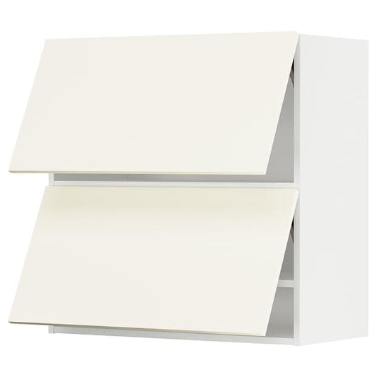 Ikea METOD - Wall cabinet horizontal w 2 doors, white/Vallstena white, 80x80 cm