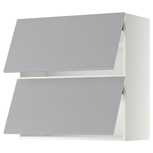 METOD - Wall cabinet horizontal w 2 doors, white/Veddinge grey, 80x80 cm