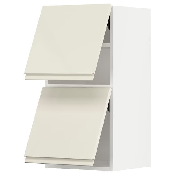METOD - Wall cabinet horizontal w 2 doors, white/Voxtorp high-gloss light beige, 40x80 cm