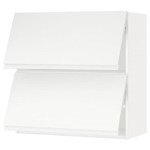 METOD - Wall cabinet horizontal w 2 doors, white/Voxtorp matt white, 80x80 cm