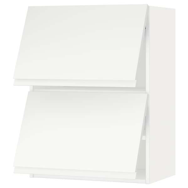 METOD - Wall cabinet horizontal w 2 doors, white/Voxtorp matt white, 60x80 cm - best price from Maltashopper.com 89391948