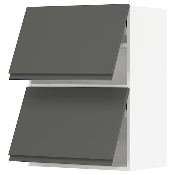 Ikea METOD - Wall cabinet horizontal w 2 doors, white/Voxtorp dark grey, 60x80 cm